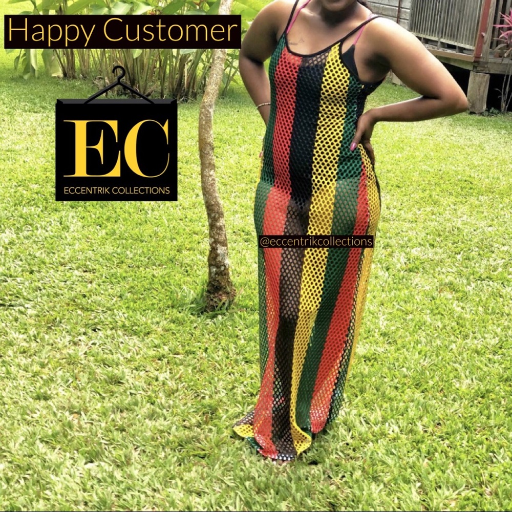 Multi Color Fishnet Maxi Dress - Picture 3 of 4